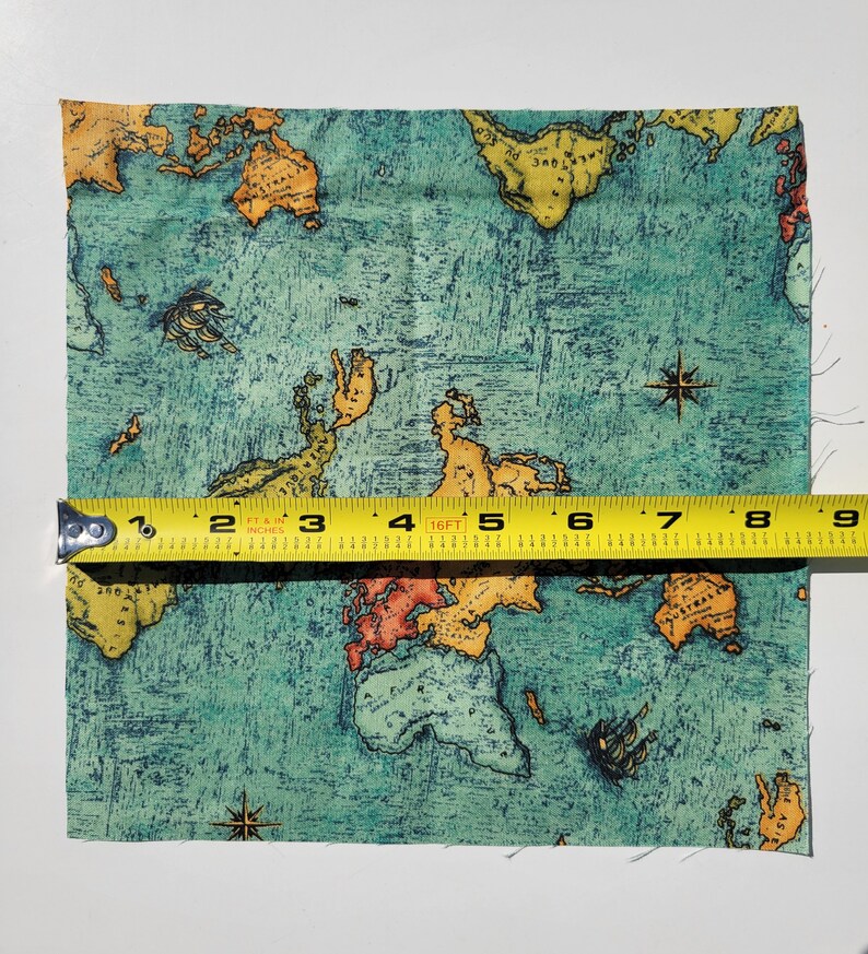 28 Precut Squares of Old World Map Cotton Fabric 8 Inch Shapes Atlas