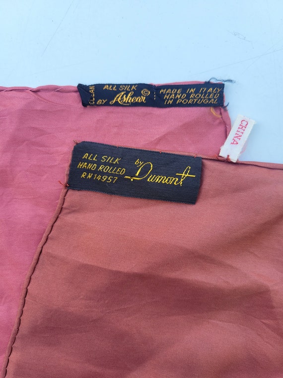 Solid Color Vintage Hand Rolled Silk Scarves - Po… - image 2