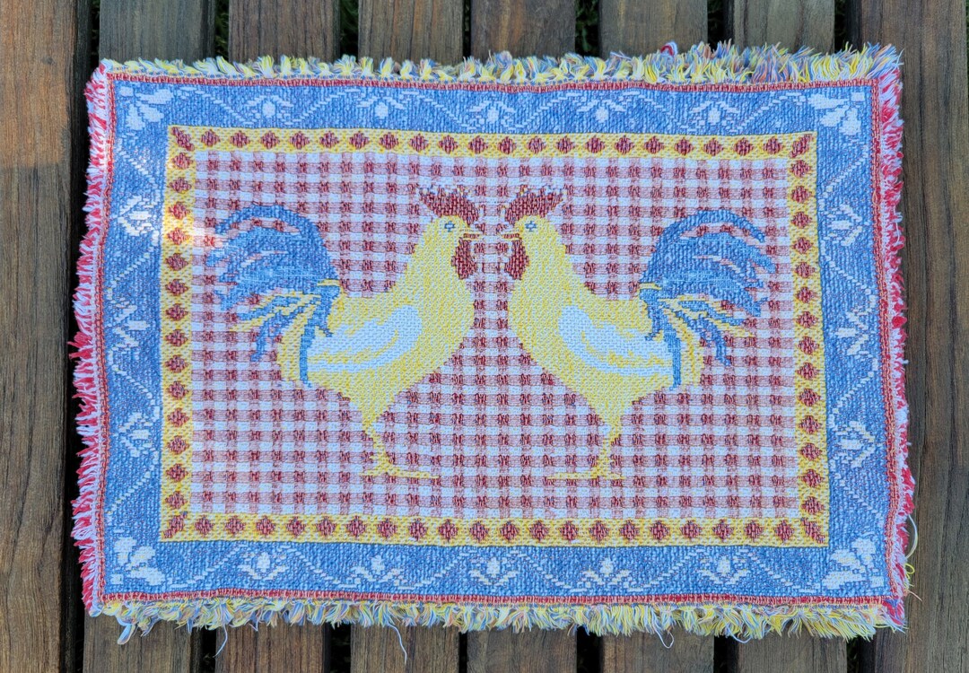 Set of 4 Vintage Woven Rooster Placemats - Chicken Kitchen Decor ...