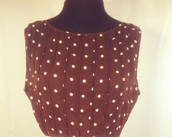 brown dress with white dots