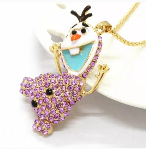 Purple Crystal Snowman Necklace