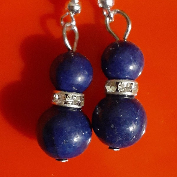 Lapis Lazuli Rhinestone Healing Earrings