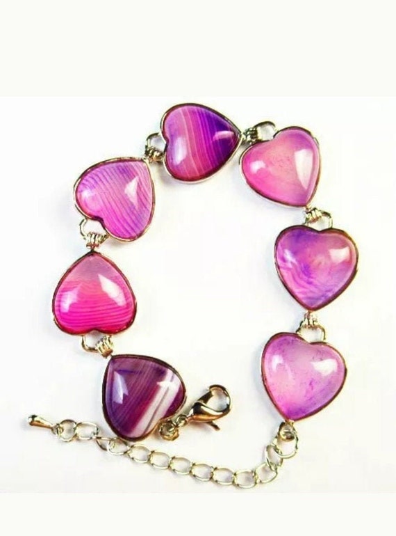 Purple Onyx Agate Heart Bracelet - image 2