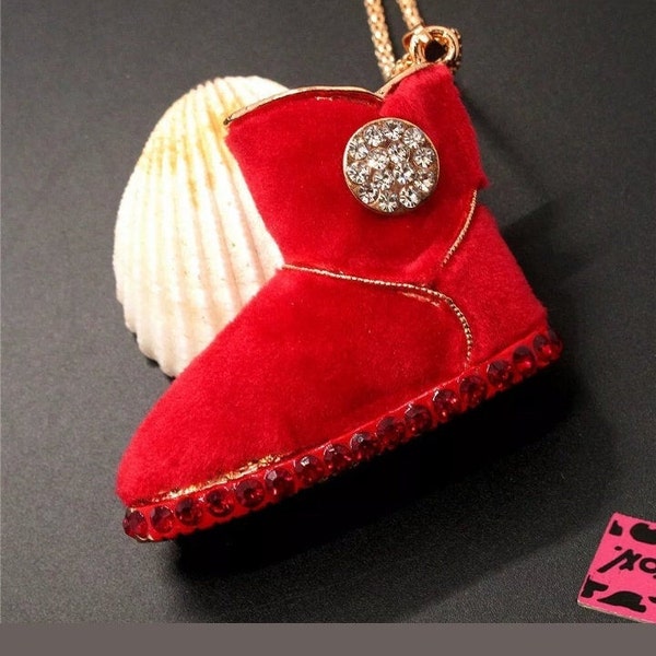 Betsey Johnson Red Ugg Winter Boot Necklace