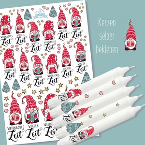 A4 Candle Tattoos &quot;WICHTELZEIT&quot; Words - Stick on candles yourself STICKERFARM XMAS (25) Christmas
