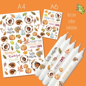 A4 Candle Tattoos &quot;AUTUMN Fall&quot; Words - Stick on candles yourself STICKERFARM (15)