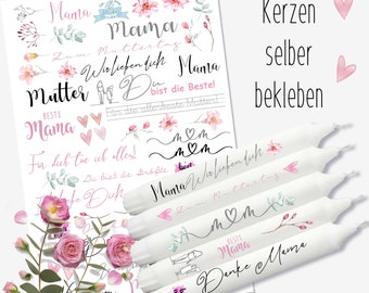 A4 (Pastell) water slide foil "Mothers Day" texts for candles