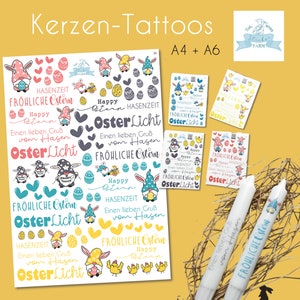 A4 Candle Tattoos &quot;OSTERWICHTEL&quot; Words - Stick on candles yourself STICKERFARM  (36)