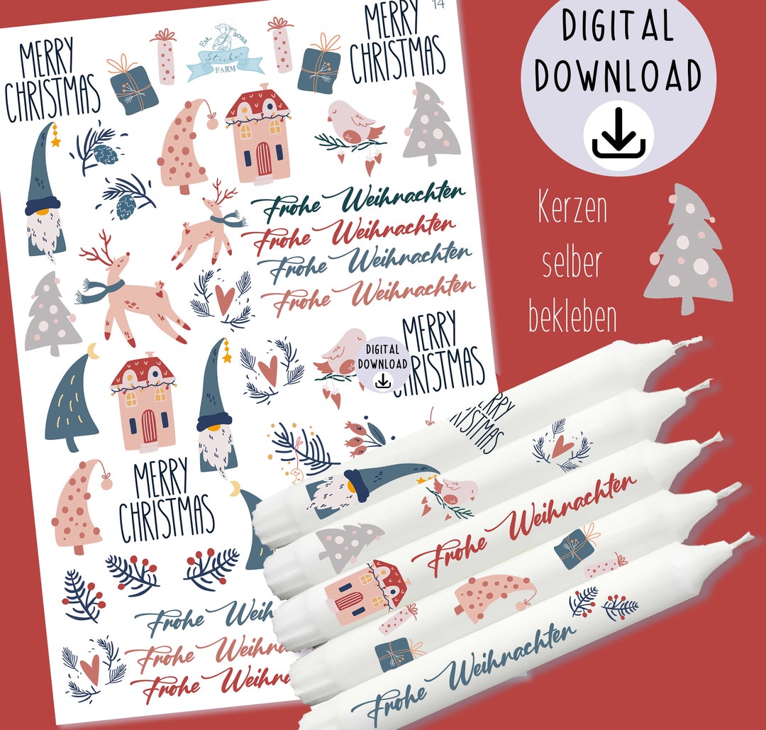 Digital Kerzen Tattoos FROHE WEIHNACHTEN RosePetrol Worte Kerzen selber 