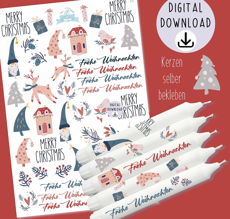 Digital Kerzen Tattoos FROHE WEIHNACHTEN Etsy Österreich