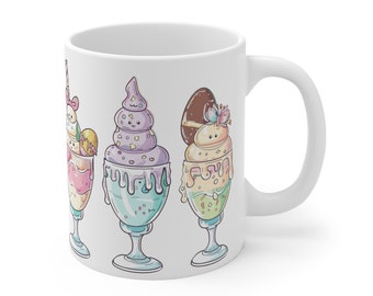 Pastel Fruit Ice Cream Mug - Yummy Treat for Coffee, Tea, and Hot Chocolate 11oz caramic mug as gift