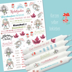 A4 Candle Tattoos &quot;AUTUMNGIRL&quot; Words - Stick on candles yourself STICKERFARM (16)