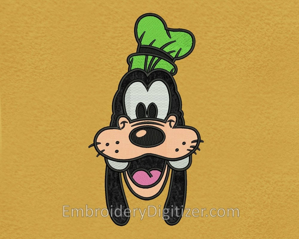 Goofy Head Applique Embroidery Design | Etsy