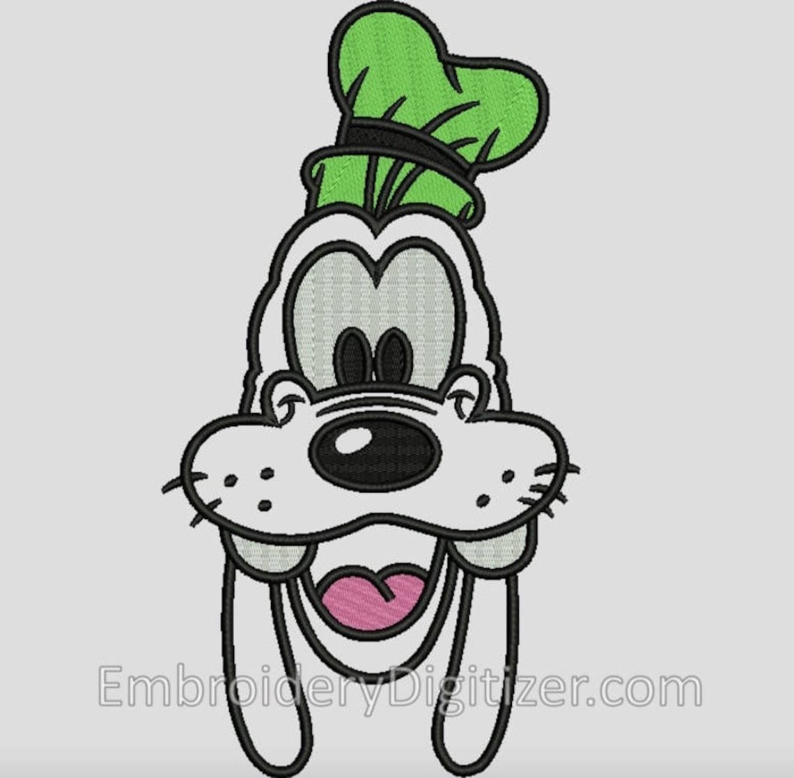 Goofy Head Applique Embroidery Design Etsy