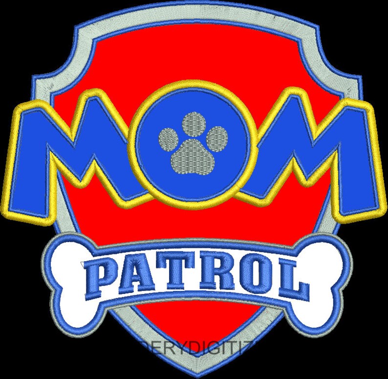 Mom Paw Patrol Badge Applique Embroidery Design | Etsy