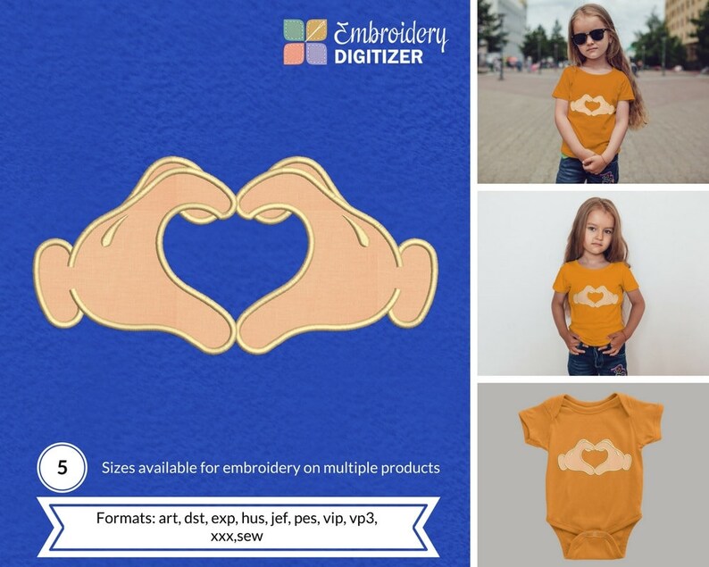 Heart shaped hands applique embroidery design  etsy Heart shaped hands applique embroidery design  etsy