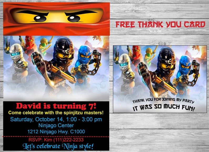 Ninjago Personnalisees Carte D Anniversaire Tout Nom Age Relation