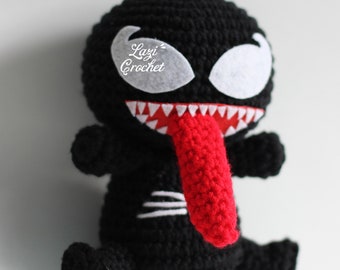 Venom Spider Chibi Amigurumi Crochet Pattern Tutorial Kawaii Toy Plush Knit Chart Doll Cute Handmade designed by LaziCrochet