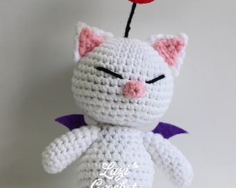 Moogle Final Fantasy IX FF9 FFIX Chibi Amigurumi Crochet Pattern Tutorial Kawaii Toy Plush Knit Chart Doll Handmade designed by Lazi Crochet
