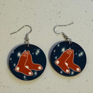 Boston Red Sox round earrings