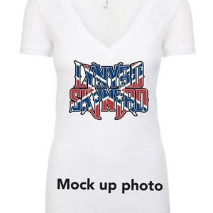 Lynyrd Skynyrd printed burnout texture V- neck T-shirt soft and thin