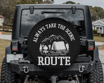 Scenic Route Tire Cover: Personalized Camper Van Gift