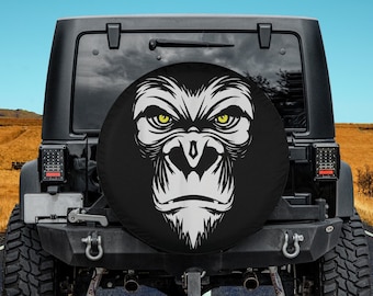 Badass White Gorilla Spare Tire Cover: Universal Fit for Jeep, Truck, RV