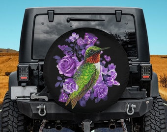 Hummingbird Rose Flowers Spring Lover Spare Tire Cover Thickening Leather Universal Fit for Jeep, Trailer, RV, SUV, Truck