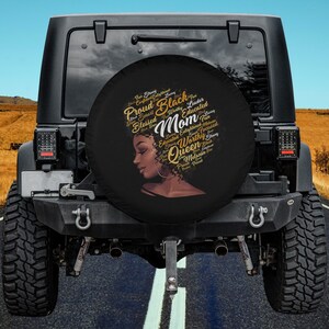 Black Mom Queen Spare Tire Cover: Afro African Woman Art