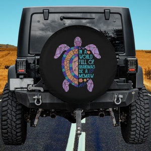 In a World full of Grandmas be a Memaw Turtle Mother&#39;s Day Spare Tire Cover Thickening Leather Universal Fit for Jeep, Trailer, RV, SUV