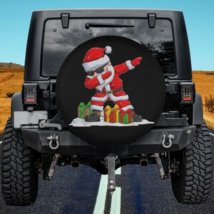 Dabbing Santa Claus Christmas Boys Men Funny Xmas Dab Dance Spare Tire Cover Thickening Leather Universal Fit for Jeep, Trailer, RV, SUV