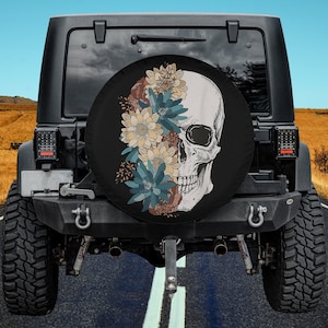 Dia De Los Muertos Sugar Skull Flower Mexican Heritage Spare Tire Cover Thickening Leather Universal Fit for Jeep, Trailer, RV, SUV, Truck