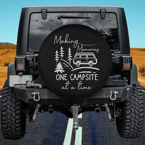 Making Memories One Campsite at a Time Spare Tire Cover Thickening Leather Universal Fit for Jeep, Trailer, RV, SUV, Truck