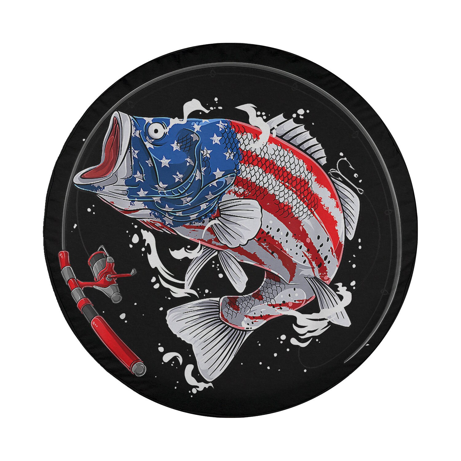 Bass Fishing Fish American Flag 4th Of July Patriotic Spare Tire Cover  Designed  Sold By Day To Remember Asking Alexandria