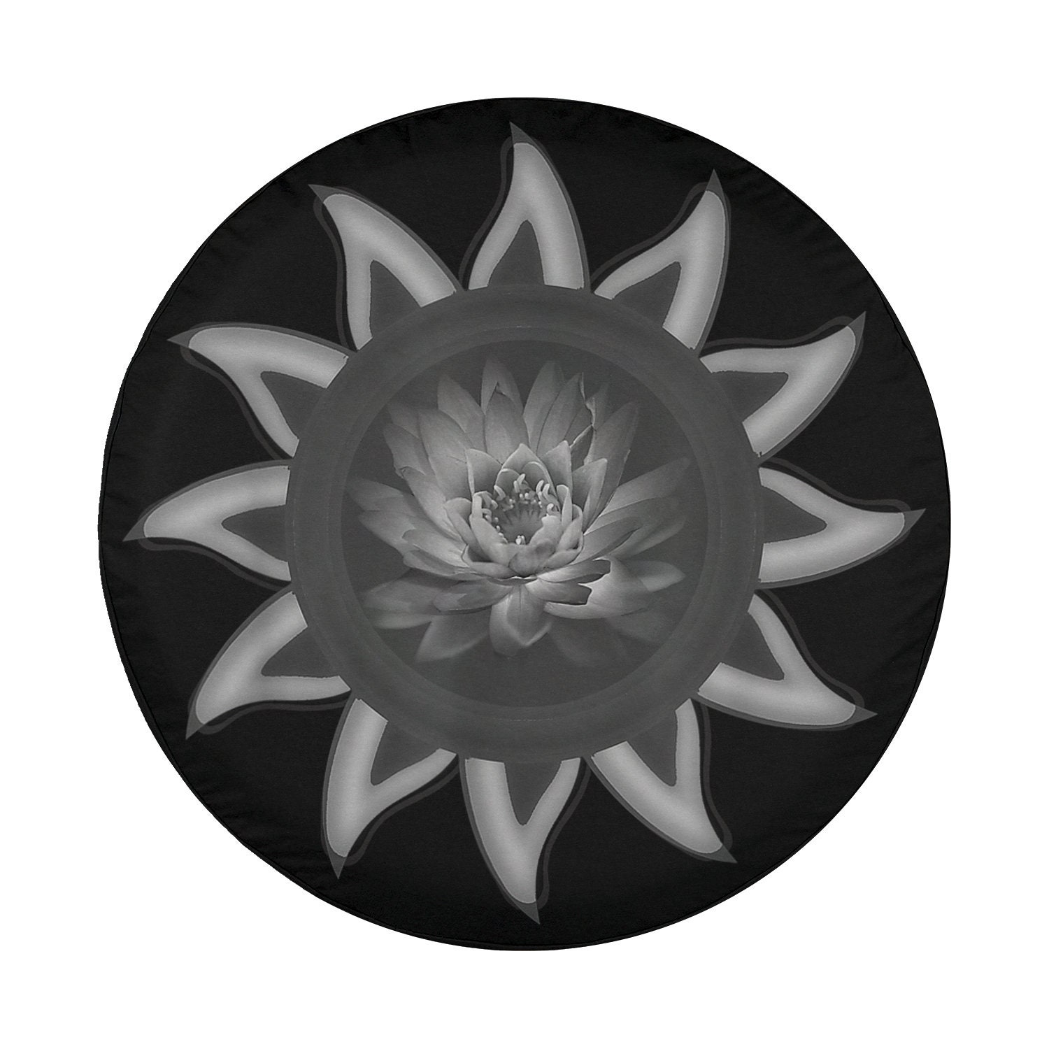 Black Sun with Lotus Yoga Spare Tire Cover