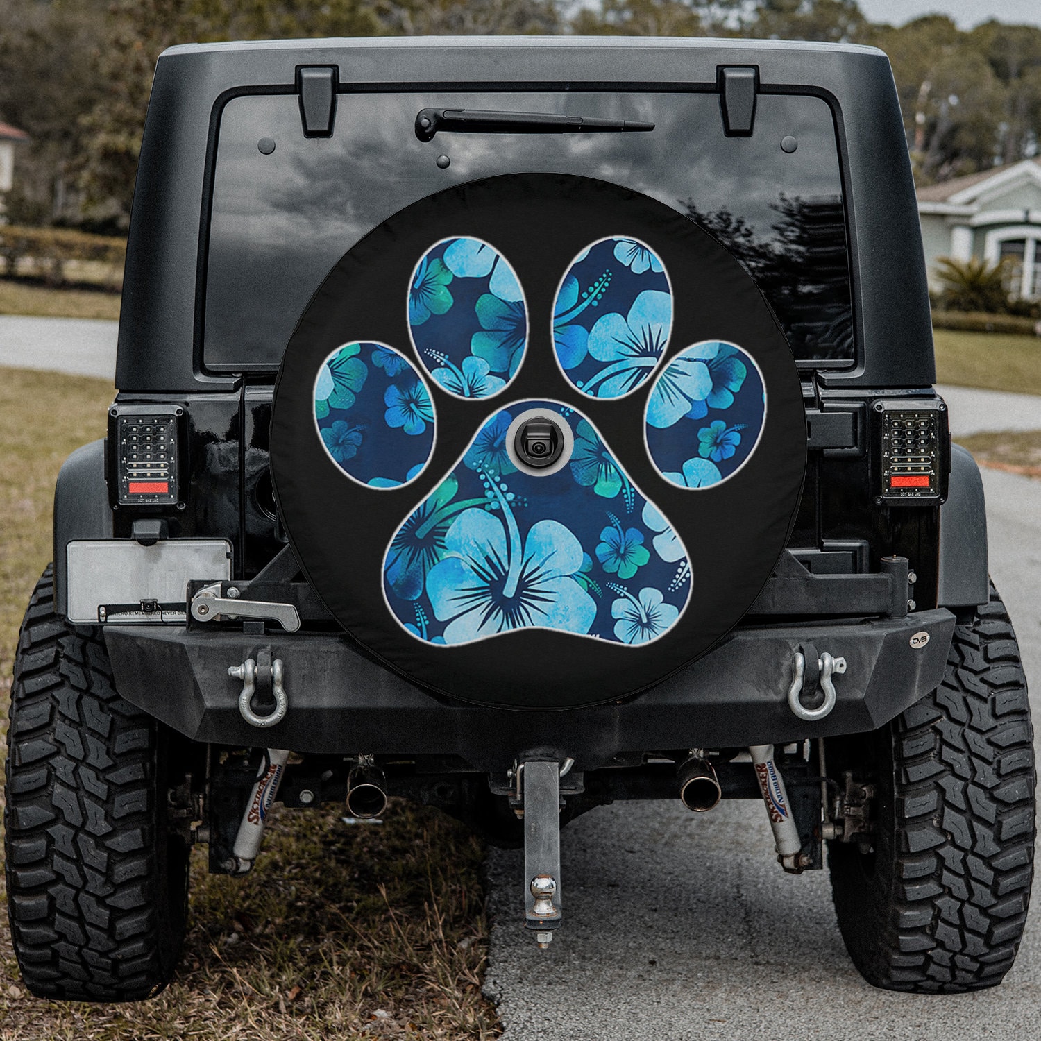 Blue Hawaiian Floral Paw Print Spare Tire Cover (27-34 Inch) - Etsy