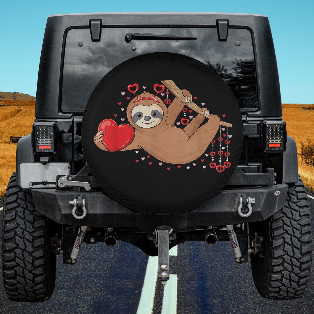 Cute Lazy Sloth Holding Heart Love Sloth Valentines Day Spare Tire ...