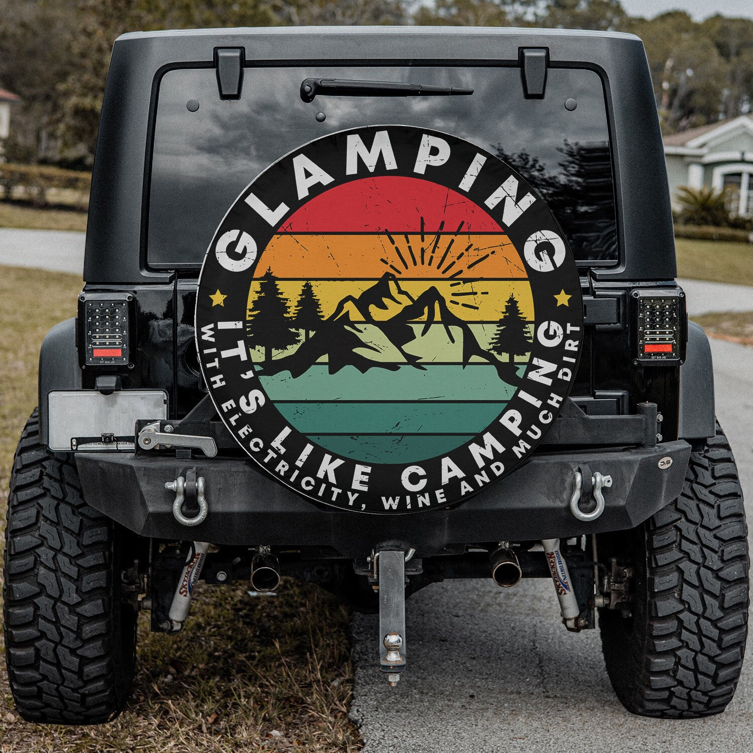 Personalized Camping Spare Tire Cover - Up to 4 People and 2 Pets - Gift Idea For Couple/Camping/Dog/Cat Lovers - Drive Slow Drunk Campers Matter main image 1