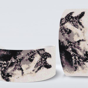 Peyote Even Count Pattern | PDF Pattern | White Horse Bracelet for Miyuki Delica size 11 beads | Do It Yourself
