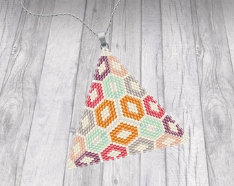 Triangle Peyote Pendant | Digital PDF Pattern | Multicolor | Miyuki Delica | Beads Patterns