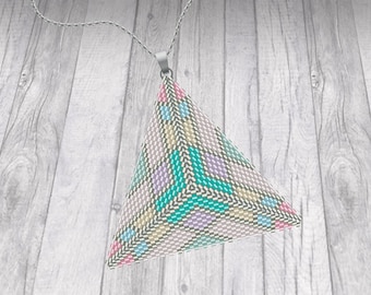 Triangle Peyote Pendant | Digital PDF Pattern | Multicolor | Miyuki Delica | Beads Patterns