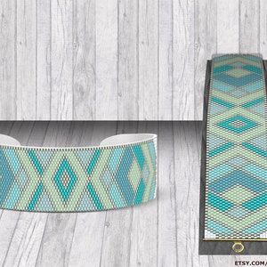 Peyote Pattern Uneven | PDF Pattern | Green and Blue Bracelet Peyote Pattern for Miyuki Delica size 11 beads | Do It Yourself