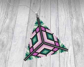 Triangle Peyote Pendant | Digital PDF Pattern | Multicolor | Miyuki Delica | Beads Patterns