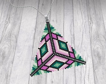 Triangle Peyote Pendant | Digital PDF Pattern | Multicolor | Miyuki Delica | Beads Patterns