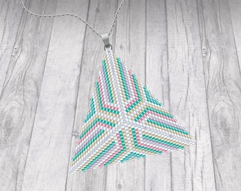 Triangle Peyote Pendant | Digital PDF Pattern | Multicolor | Miyuki Delica | Beads Patterns