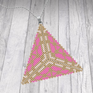 Triangle Peyote Pendant | Digital PDF Pattern | Pink Gold | Miyuki Delica | Beads Patterns