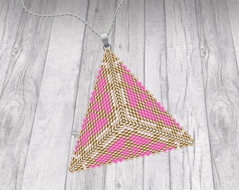 Triangle Peyote Pendant | Digital PDF Pattern | Pink Gold | Miyuki Delica | Beads Patterns