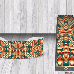 Square Loom | PDF Pattern | Red, Orange, Green and yellow Bracelet Pattern for Miyuki Delica size 11 seed beads  | Do It Yourself