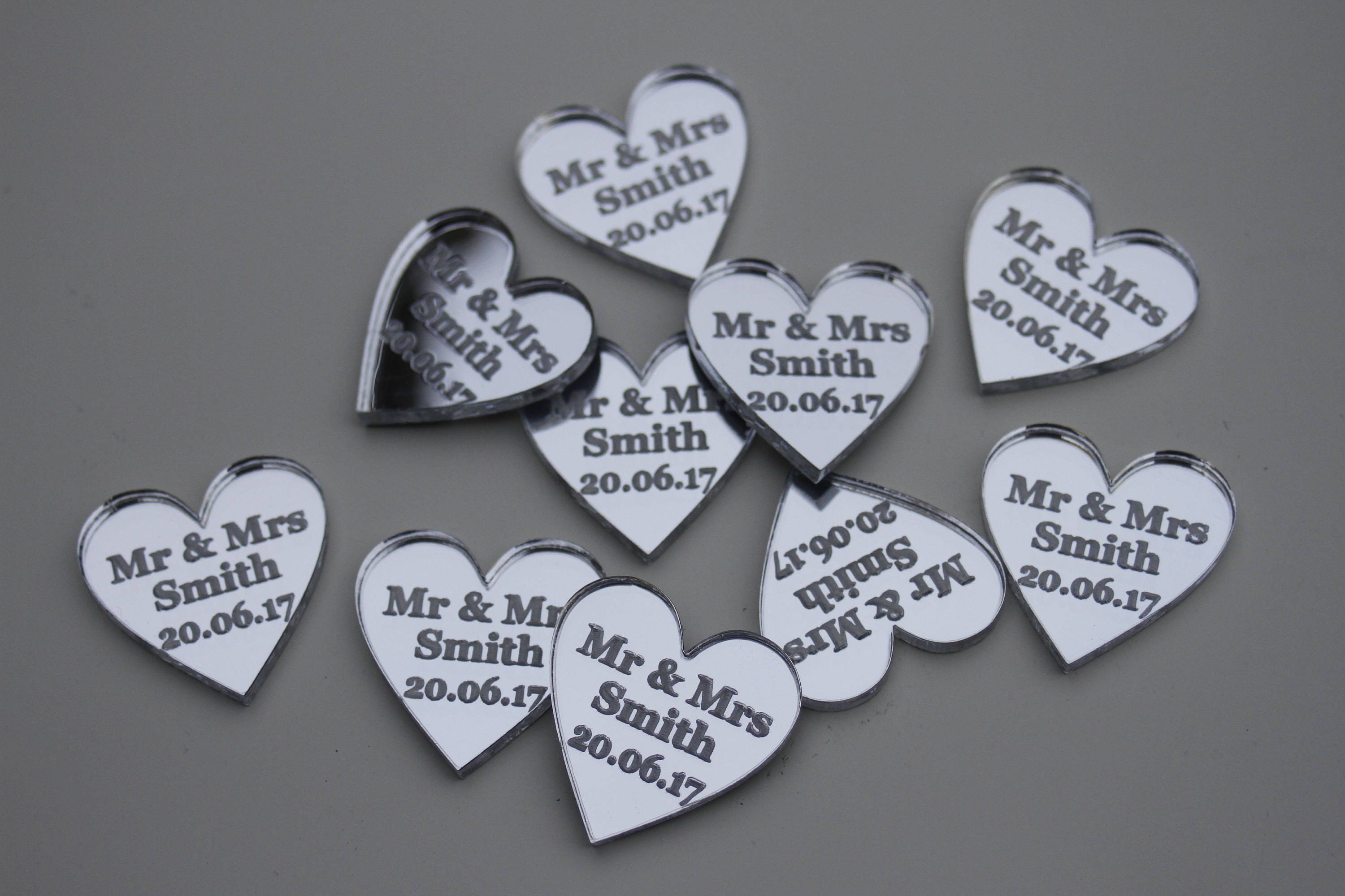 Personalised Mr Mrs Love Heart Wedding Favours Table Decor Etsy