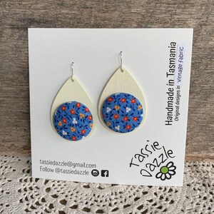 Sustainable Fashion Retro Upcycled Flower Fabric Earrings Vintage Accessories Statement Jewelry